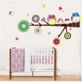 Owls Family Standing On The Branch Wall Sticker